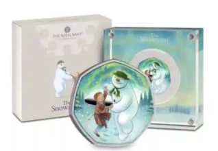 2023 snowman silver proof coin 50 p  colour coin