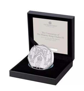 King charles  piedfort silver proof 50 p coin coronation