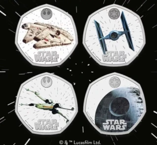 Star Wars 2024 UK 50pBUColour Four-Coin Collection  IN STOCK VEHICLES STARSHIP