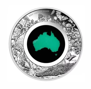 Great Southern Land 2024 1oz Silver Proof Chrysoprase Coin - Instock