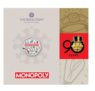 2025 90 Years of Monopoly 50p Colour coin