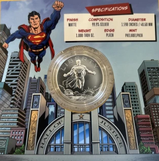 Comic Art One Ounce Silver Medal-Superman-USMint