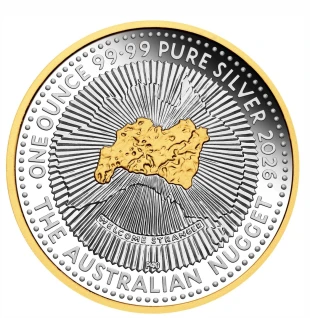 2026  40th Anniversary Of the Australia Nugget Gold Coin   1 Oz Silver Proof