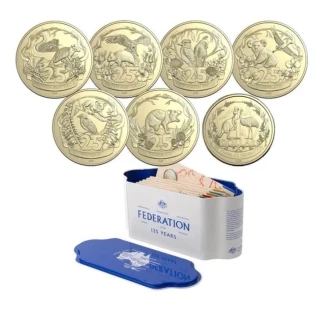 AUSTRALIA 125 YEARS OF FEDERATION 2026 25C & $1 UNCIRCULATED 7-COIN SET