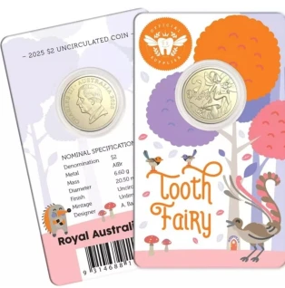 2025 Australia $2 AlBr Uncirculated Coin Tooth Fairy Coin in Card