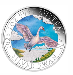 Australian Swan 2026 10th Anniversary 1oz Silver Coloured Coin