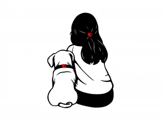 A Girl and Her Dog (Dark Hair Version)