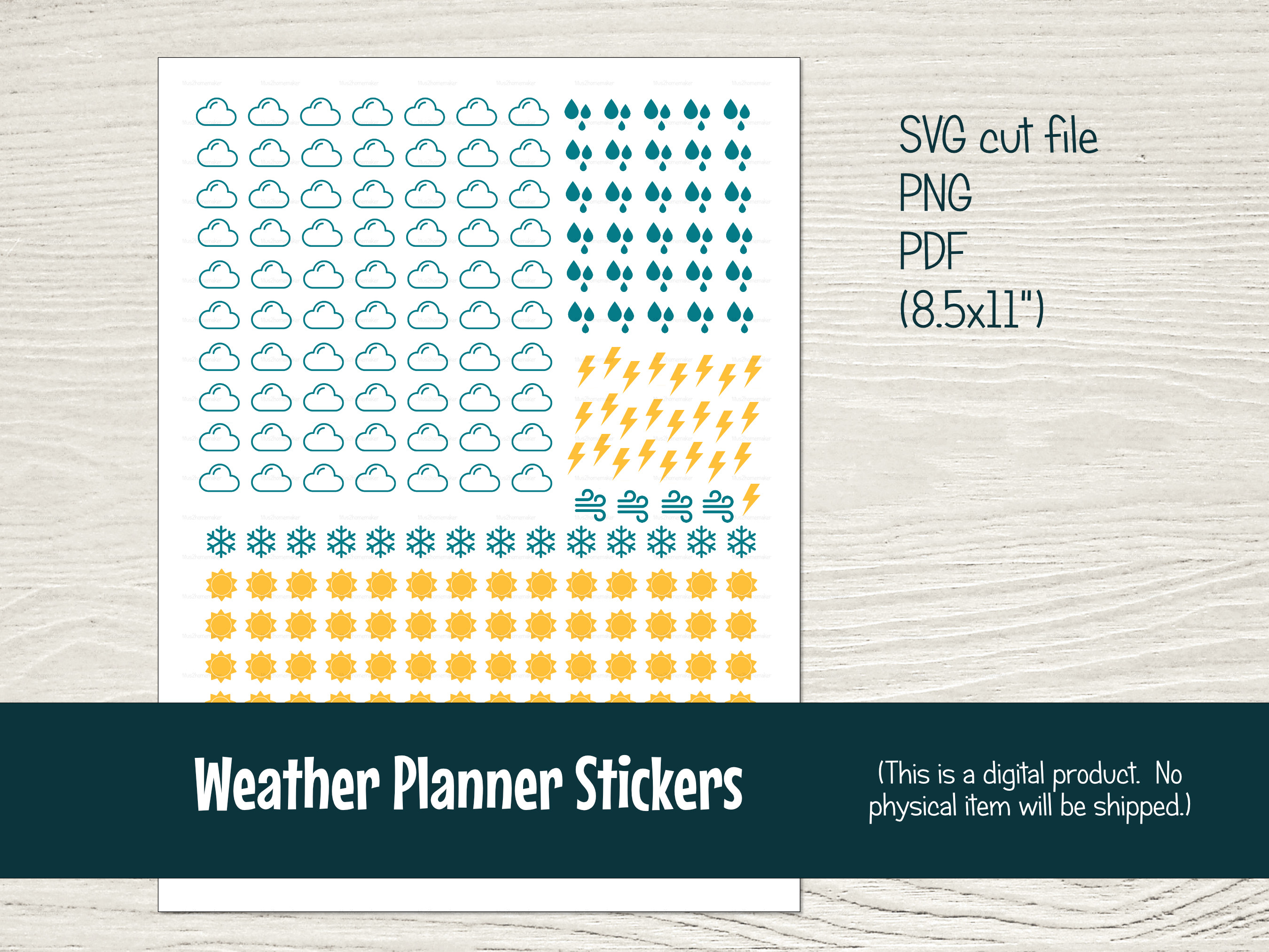 Printable Weather Planner Stickers with Cut Files for Silhouette