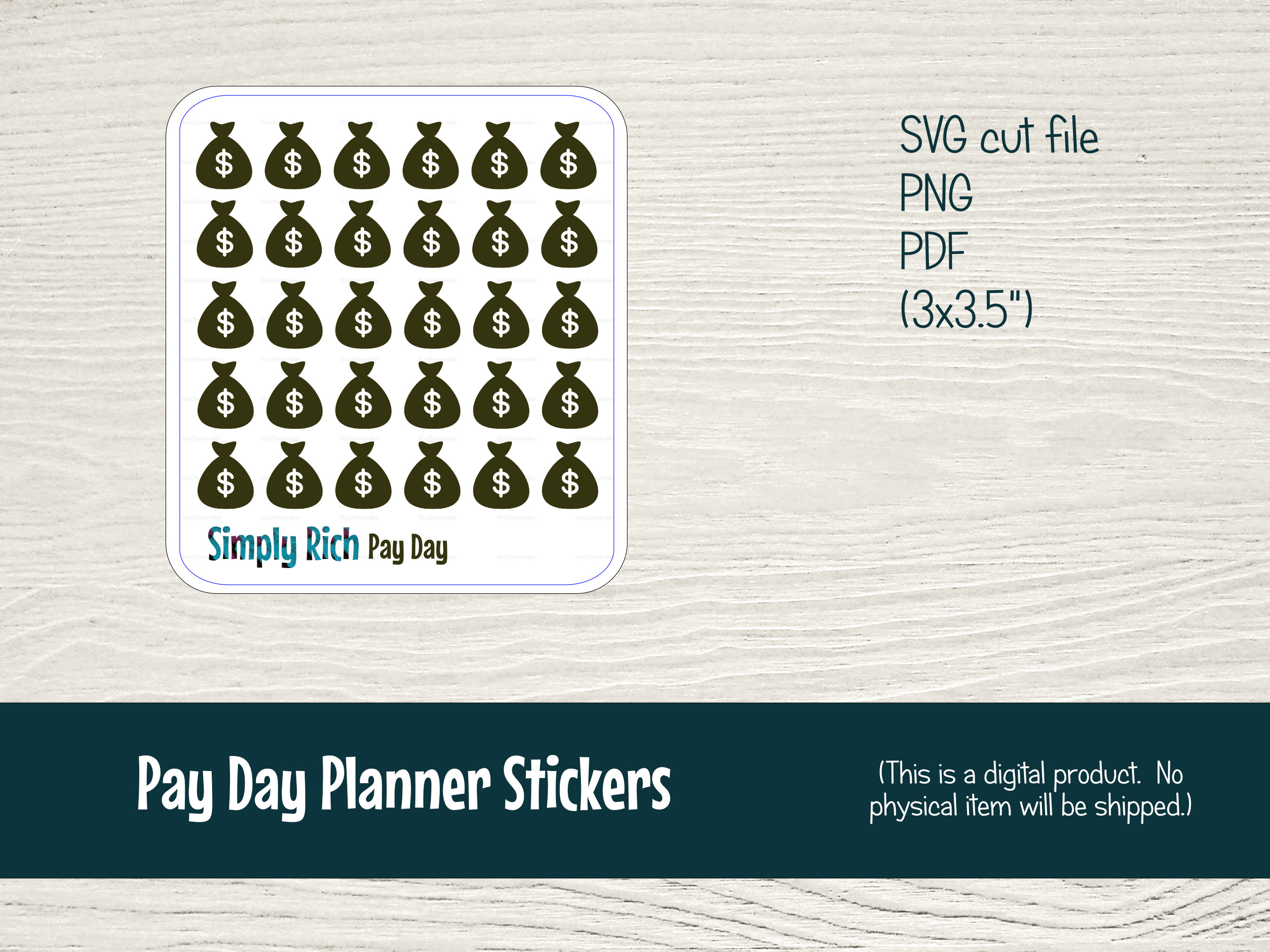 Printable Pay Day Planner Stickers with Cut Files for Silhouette (mini-sheet)