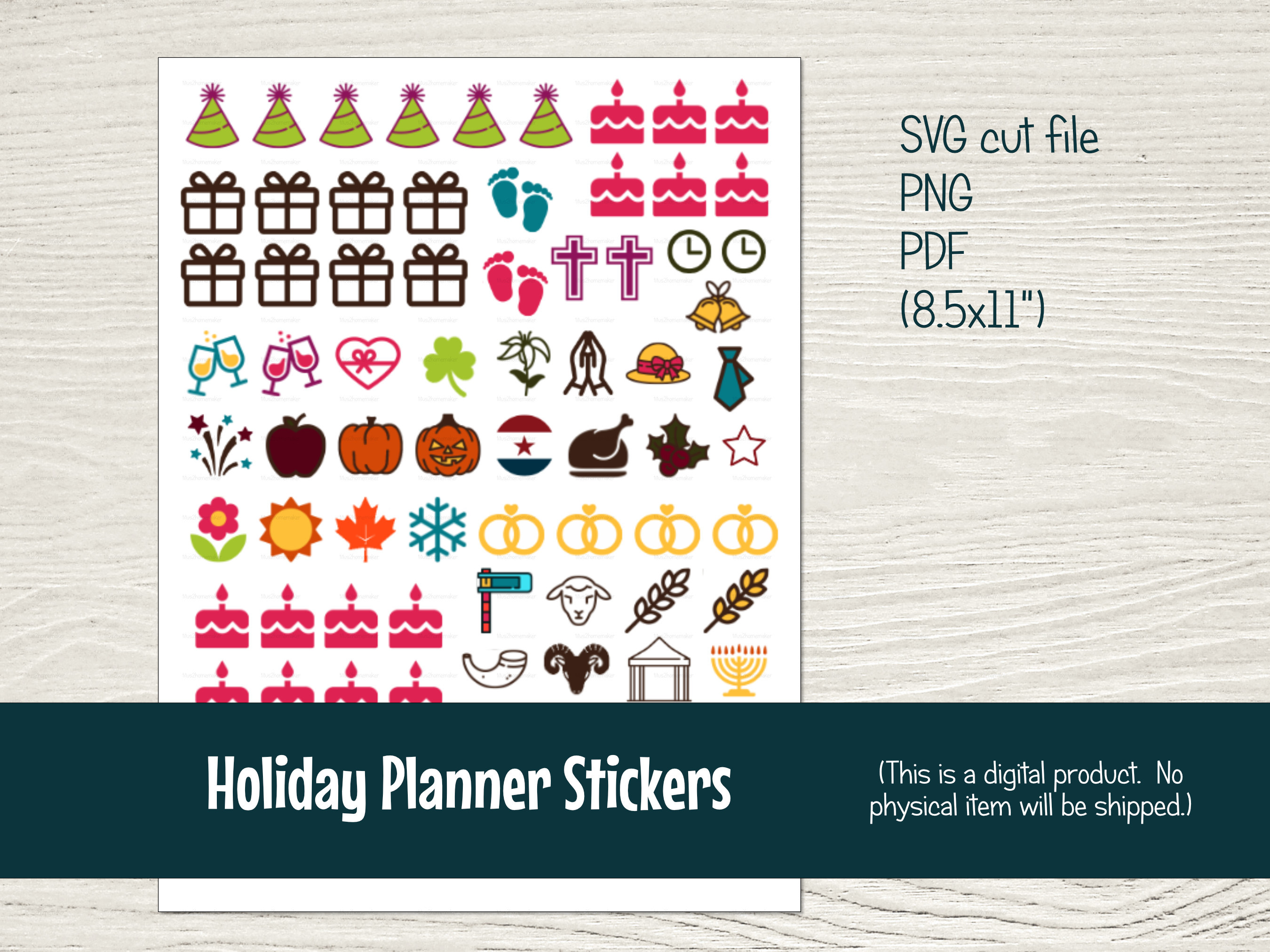 Printable Holiday Planner Stickers with Cut Files for Silhouette