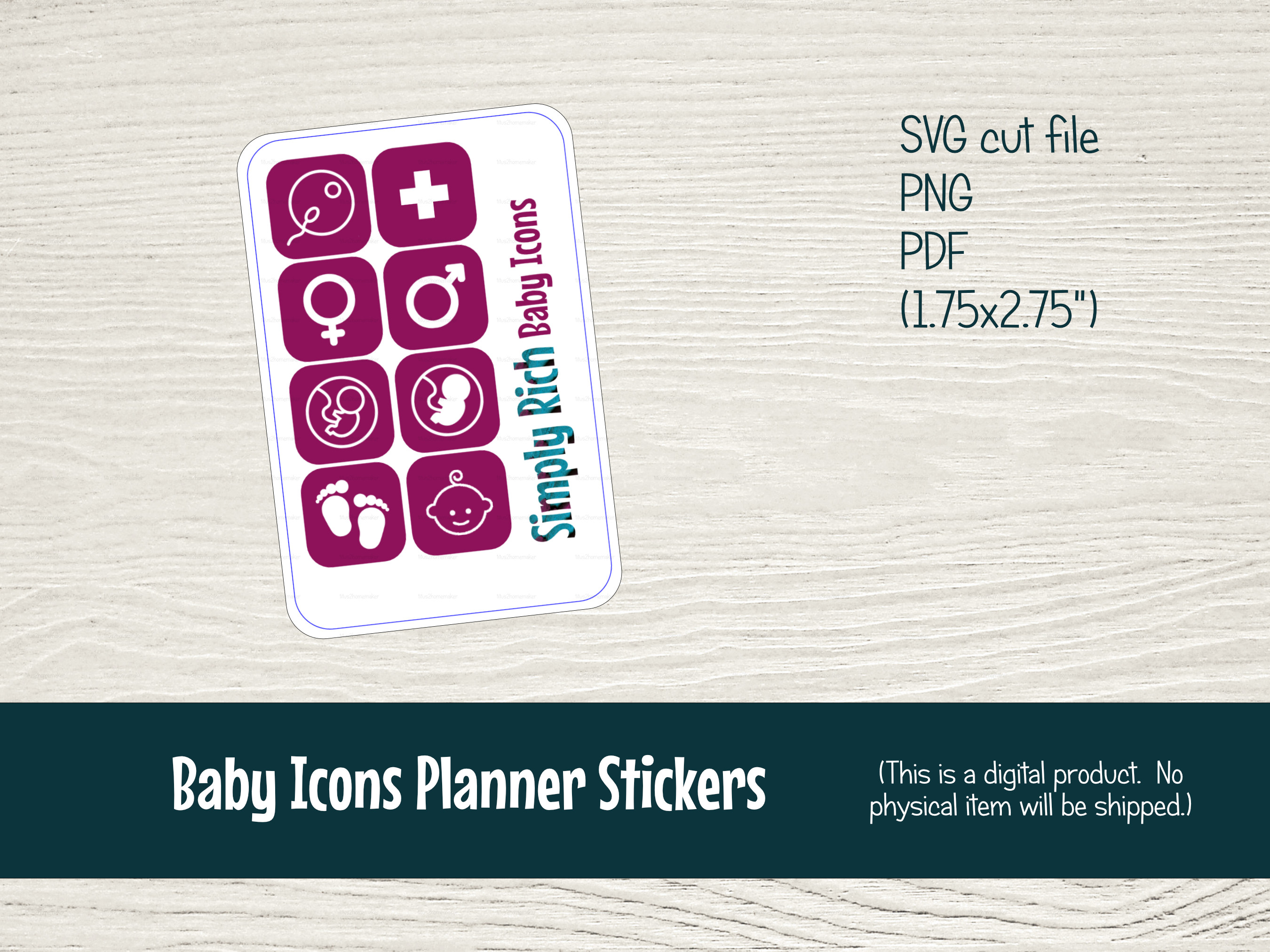 Printable Baby/Pregnancy Milestones Planner Stickers with Cut Files for Silhouette (mini-sheet)