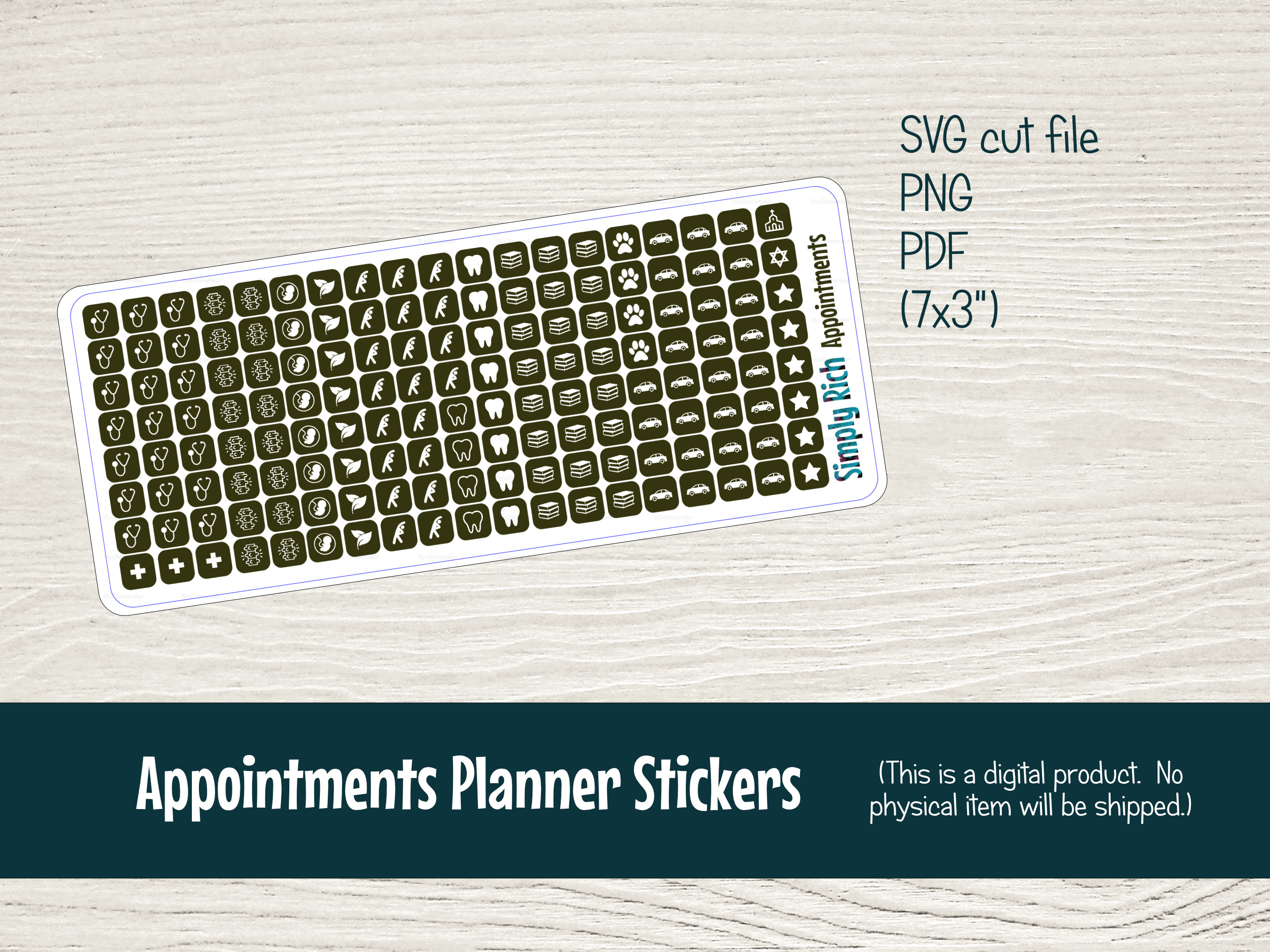 Printable Appointments Planner Stickers with Cut Files for Silhouette (mini-sheet)