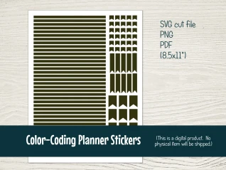 Printable Color-Coding Planner Stickers with Cut Files for Silhouette