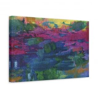 "Summer Garden" Vibrant Abstract Canvas Wall Art - Matte Stretched Canvas for Colorful Home Decor