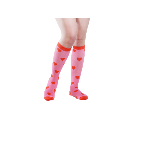 Wow Compression Socks Pink Hearts 8-12 mmHg 2 prs. - No More "Hot" Feeling Compression Socks