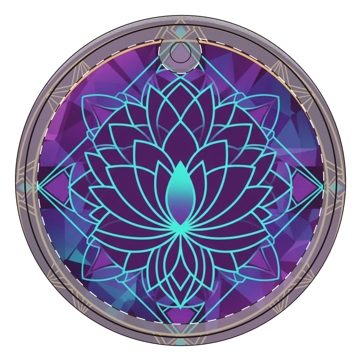 Teal Lotus Mandala Christmas Tree  Ornament | Purple Geometric Meditation Decor