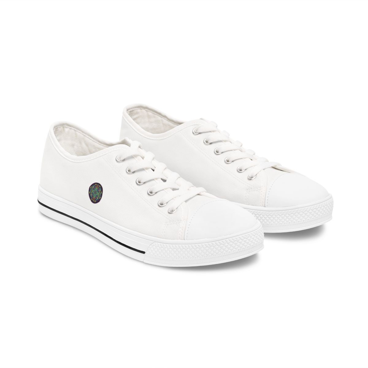 White Low Top Sneakers | Canvas Casual Shoes, Lace-Up Streetwear
