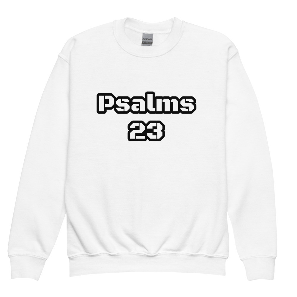 Pure Thread Psalms 23 | Black Outline Youth Crewneck | 21 Meals Donated