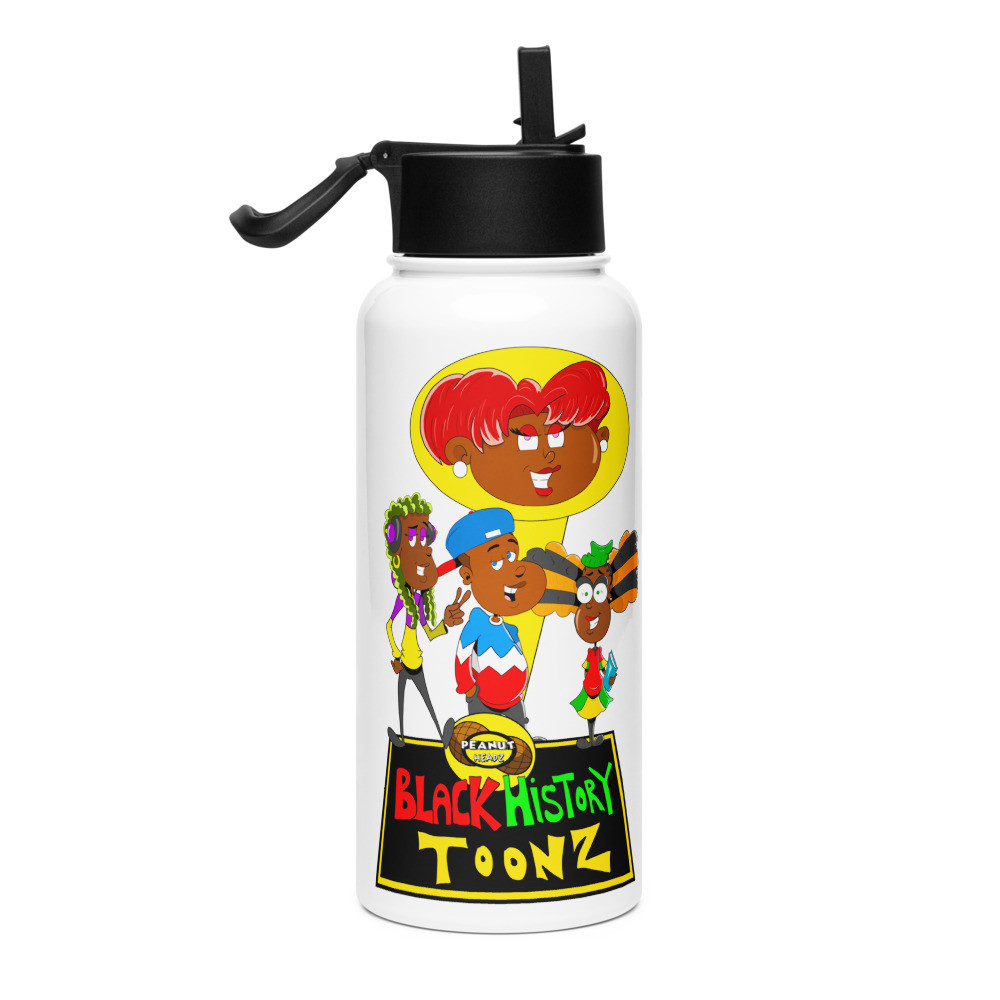 "The Peanut Headz" Stainless steel water bottle with a straw lid