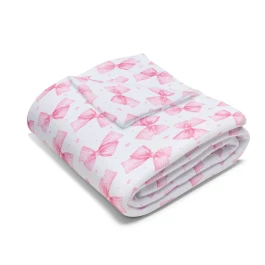 Pink Butterfly Pattern Arctic Fleece Blanket | Nursery Throw, Cozy Floral Print