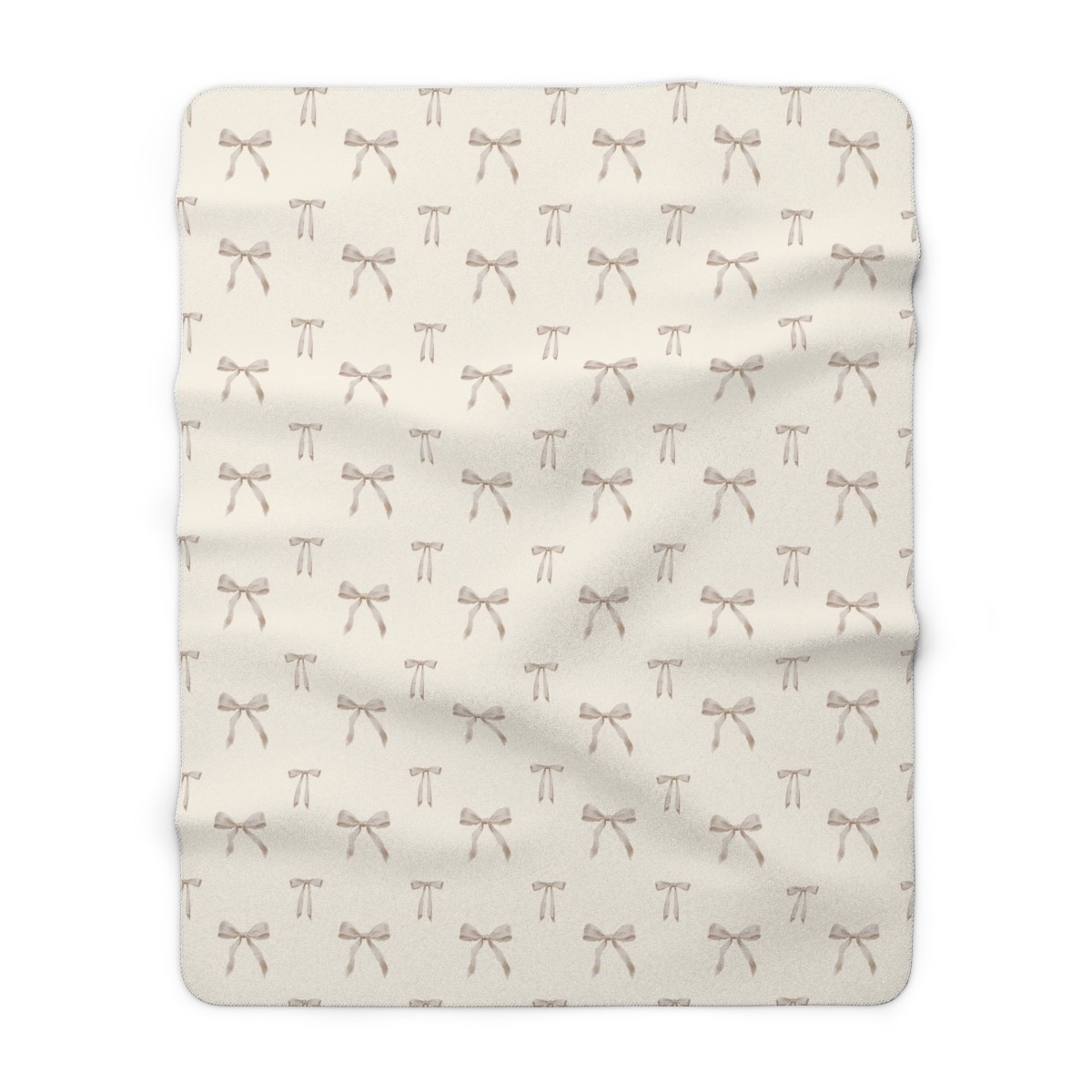 Neutral Bow Pattern Sherpa Blanket | Cream Fleece Throw