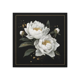 White Peony Floral Art Canvas Stretched 0.75" | Square Wall Decor
