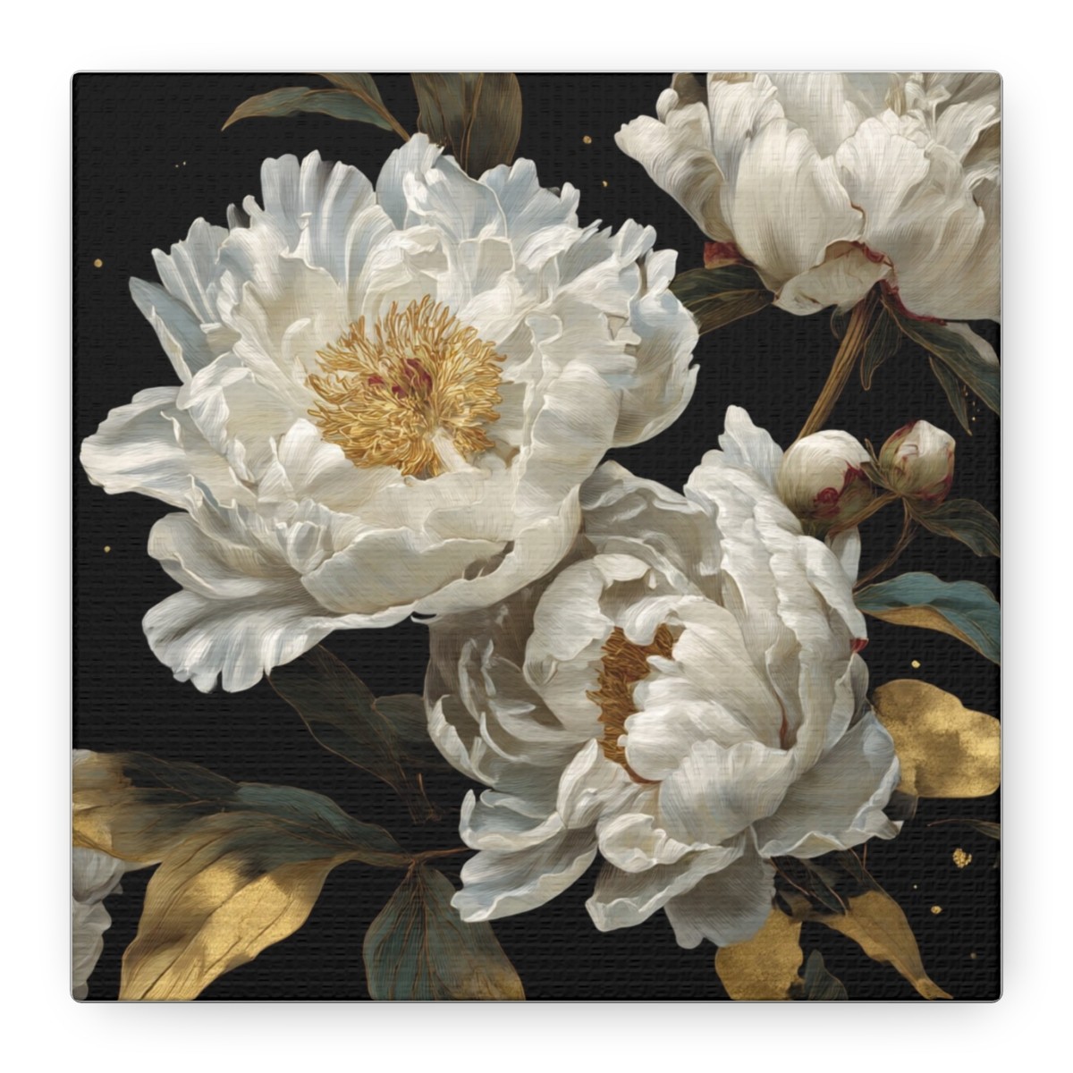 White Peony Floral Art Canvas