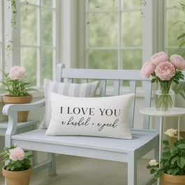 I Love You a Bushel & Peck lumbar pillow | farmhouse script throw pillow