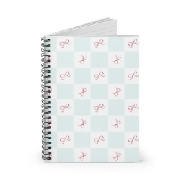 Pink Ribbon Checkerboard Spiral Notebook | Ruled Notebook
