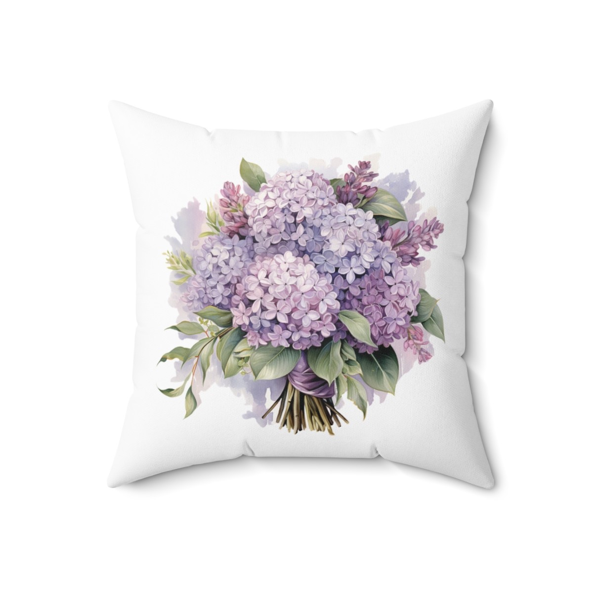 Purple Hydrangea Bouquet Pillow | Floral Throw Pillow, Watercolor Flower Cushion