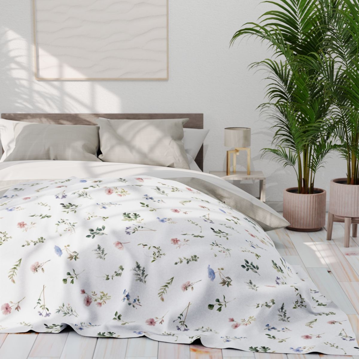 Spring Wildflowers Arctic Fleece Blanket | Floral Cozy Throw