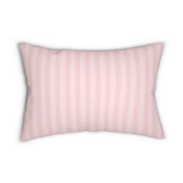 Pink Striped Lumbar Pillow | Spun Polyester Decorative Cushion