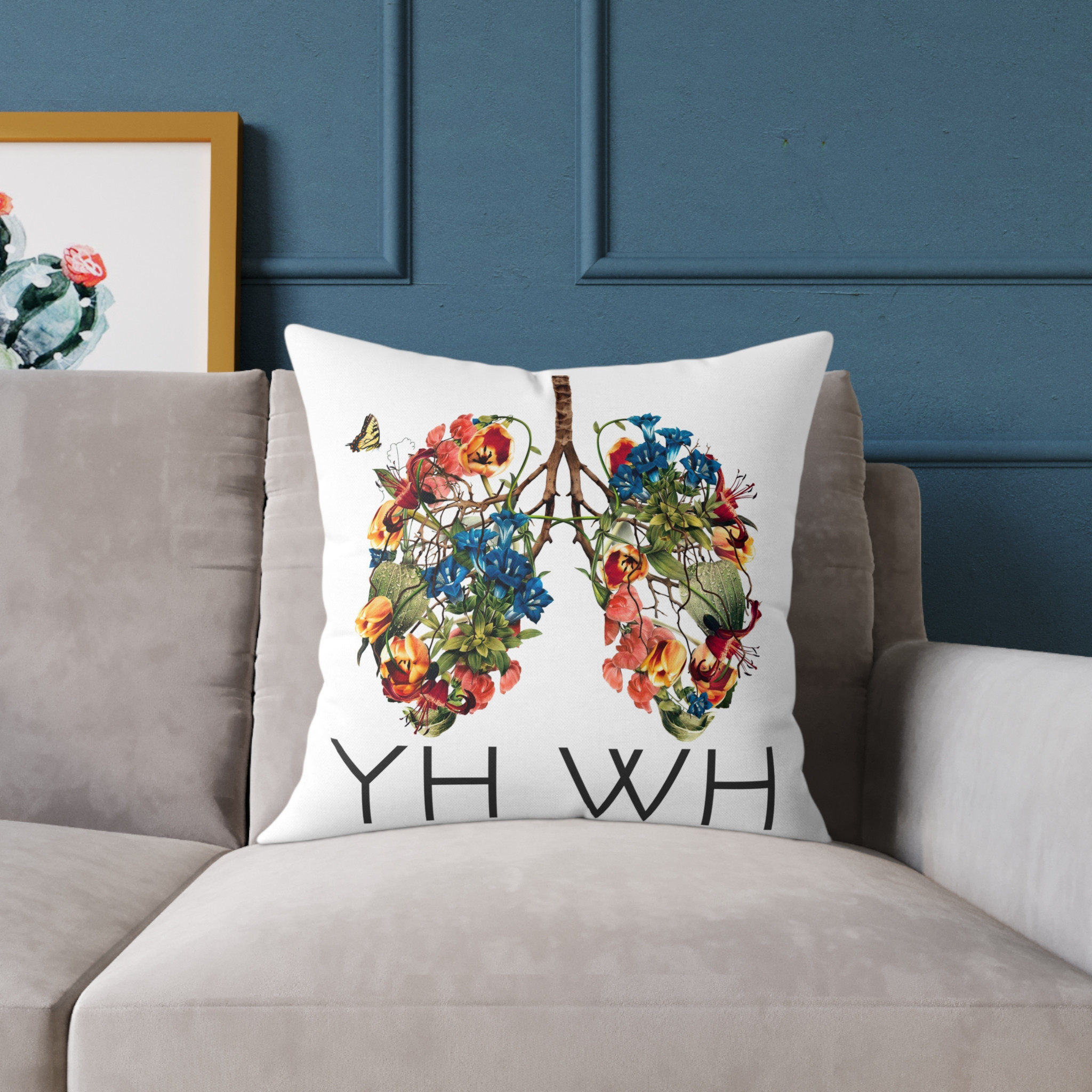 YHWH Breath of Life Botanical Lungs Throw Pillow Cover with Insert, 18” x 18” and 20” x 20”, Gospel Collection