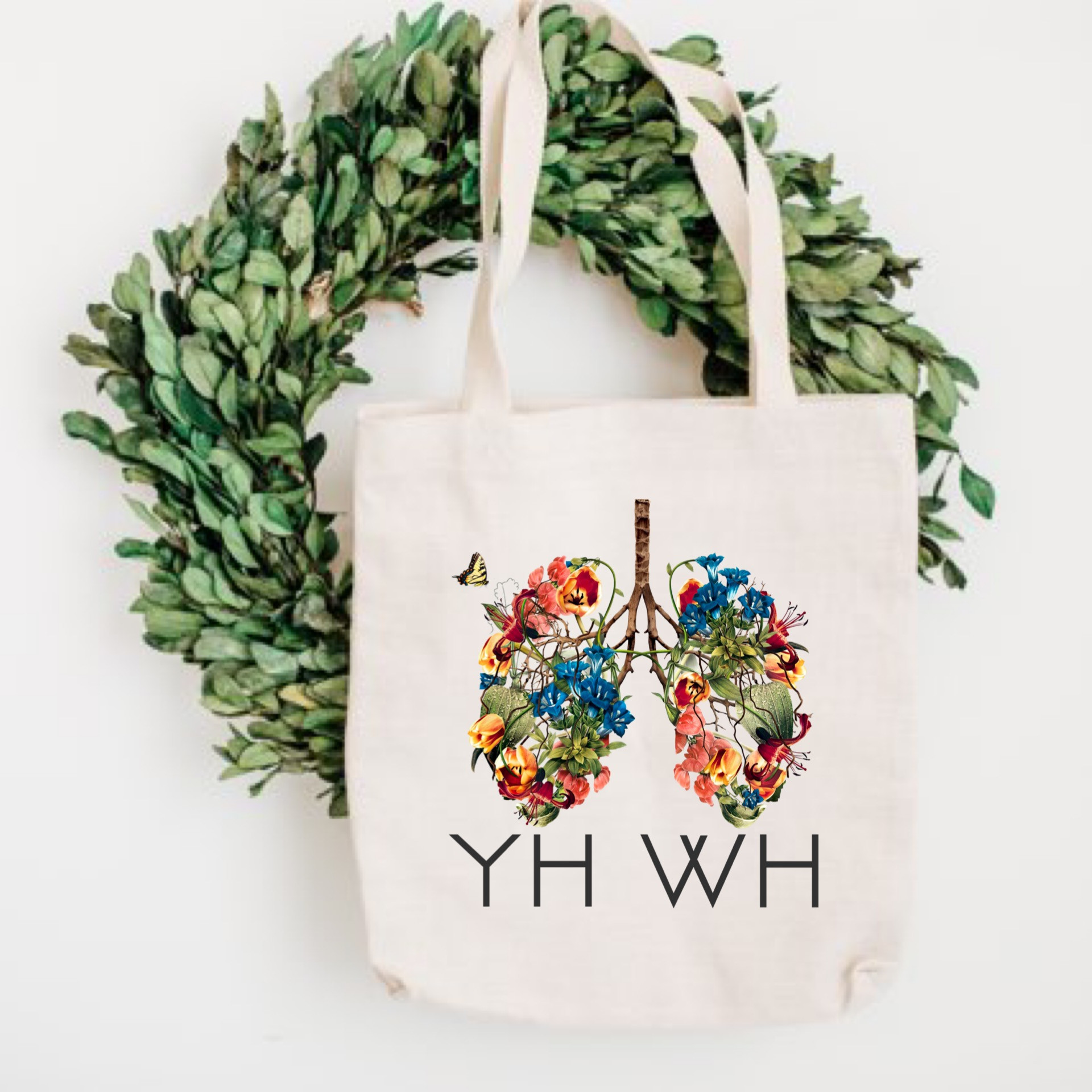 YHWH Breath of Life Botanical Lungs Canvas Tote Bag