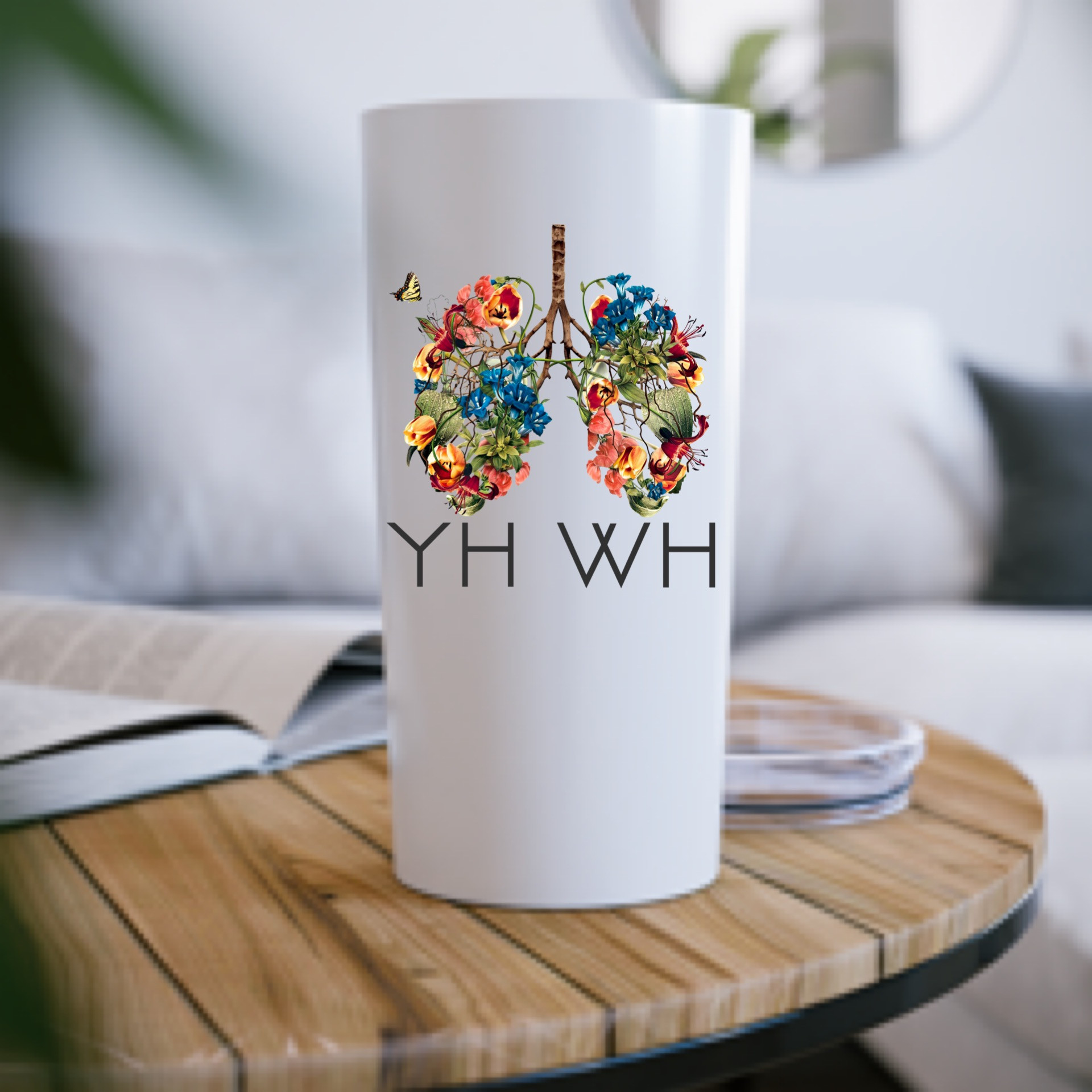 YHWH Breath of Life 20 oz. Tumbler with Botanical Lungs Design