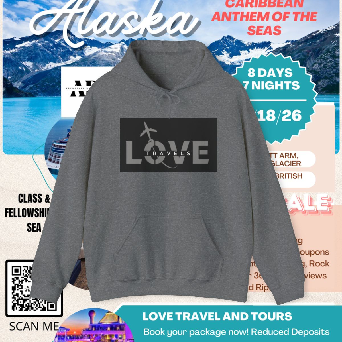 Travel Love Unisex Hooded Sweatshirt - Perfect for Adventurers & Cruise Lovers