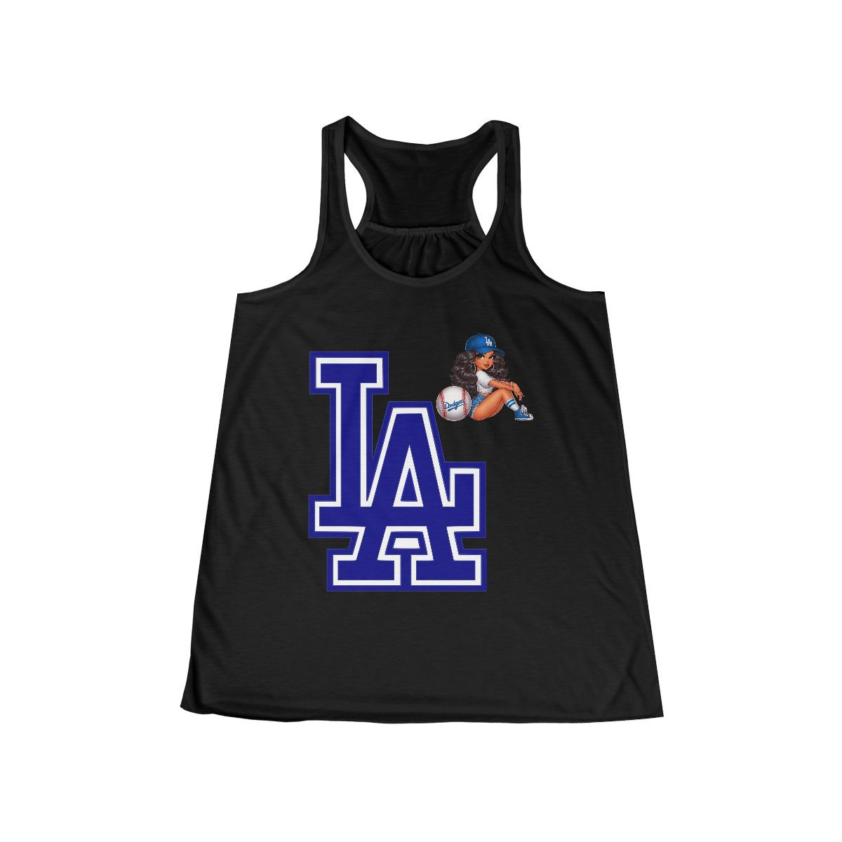 LaTina - Stylish Women's LA Dodgers Flowy Racerback Tank Top - Perfect for Game Day