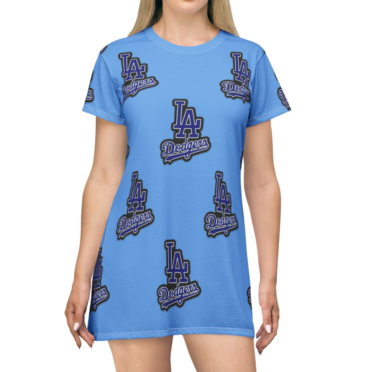 LA Dodgers T-Shirt Dress - Stylish & Comfortable Fan Apparel Light Doyer Blue