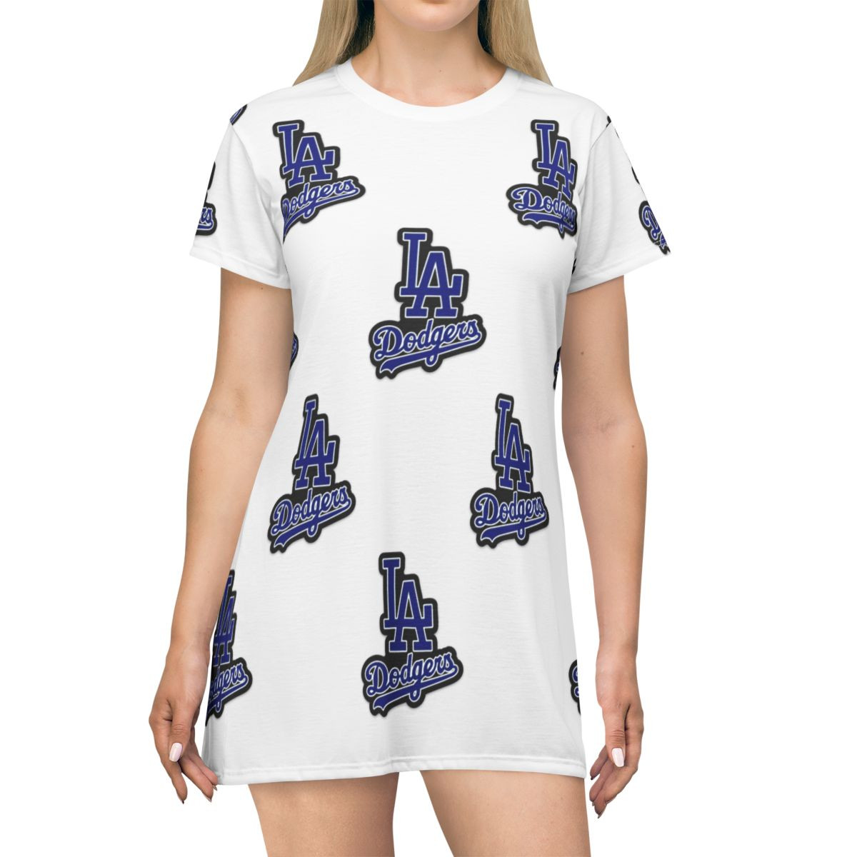 LA Dodgers T-Shirt Dress - Stylish & Comfortable Fan Apparel Doyer White