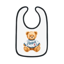 Teddy Bear Dodger Jersey Bib | Baby Contrast Trim Bib #LosAngeles