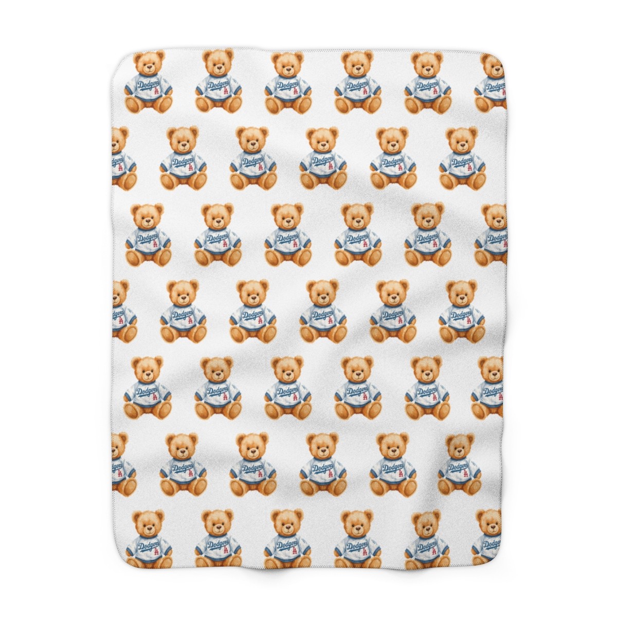 Doyer Teddy Bear Pattern Sherpa Blanket | Cute Plush Toy Repeat Print