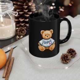 Teddy Bear Doyer LA Mug | Black Ceramic Coffee Cup