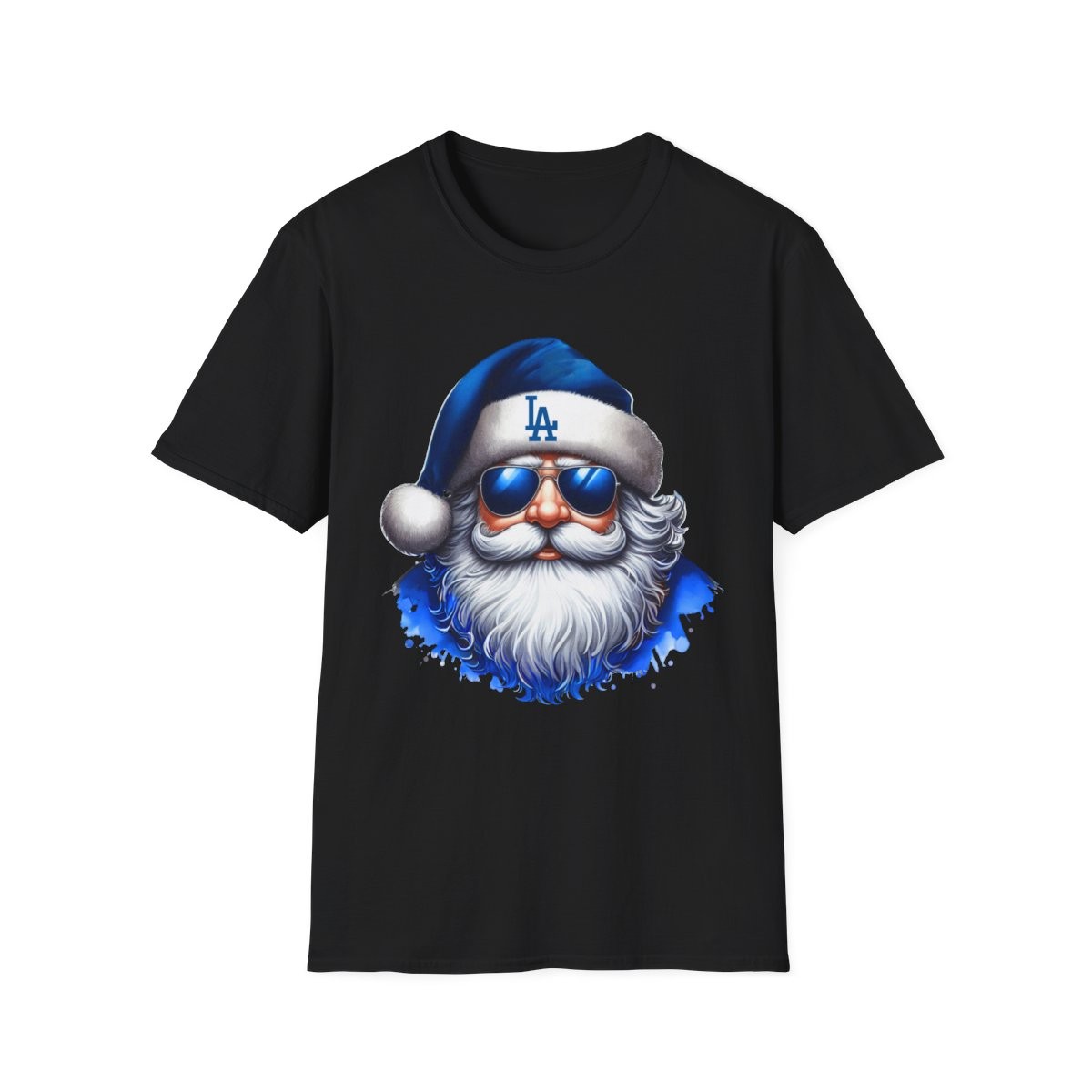 LA Team Santa T-Shirt | Blue Santa with Sunglasses, Baseball Logo