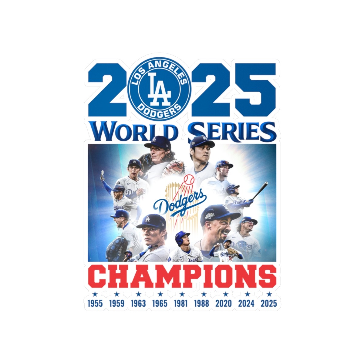 LA Doyers 2025 World Series Champions Kiss-Cut Vinyl Decals, Sports Decor, Fan Gift, Home or Office Decoration, Team Spirit Stickers