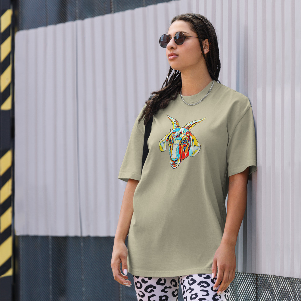 G.O.A.T. Face Apparels - Oversized faded t-shirt - "the OG goat"