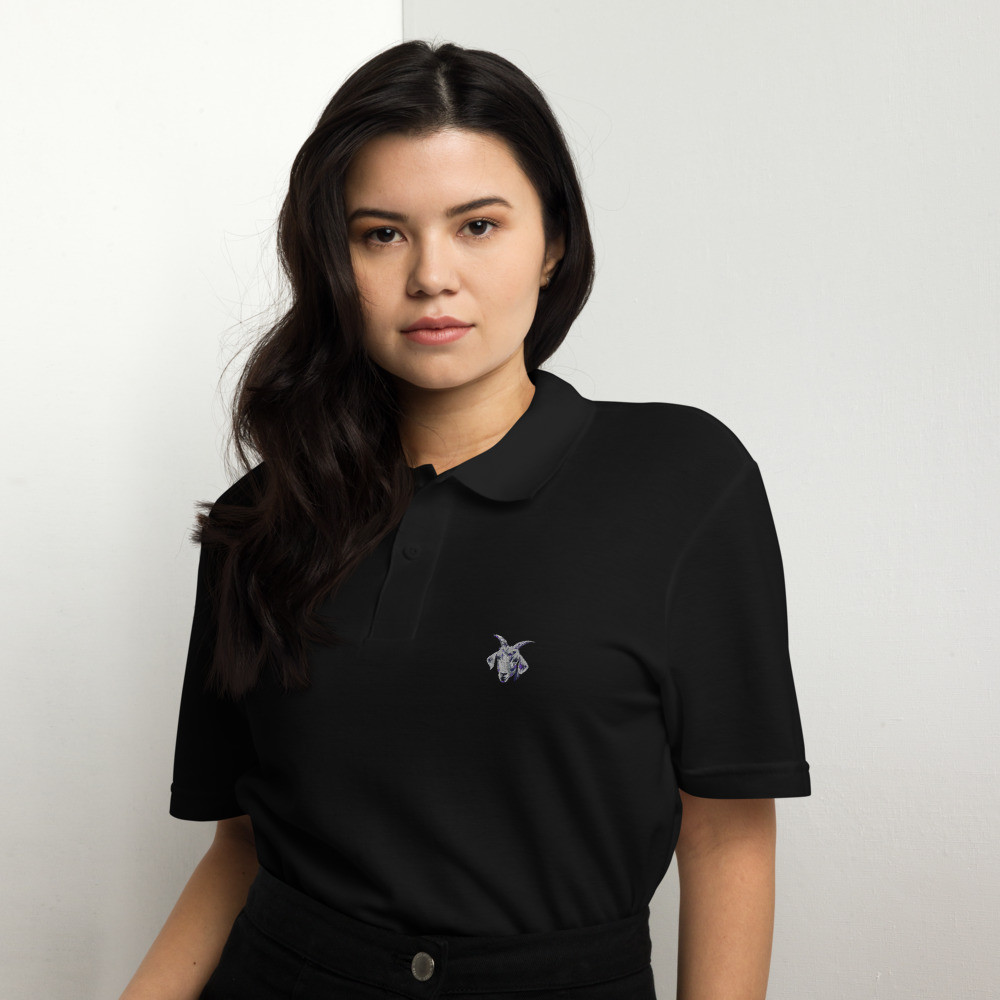 G.O.A.T. Face Apparels - embroidered unisex pique Polo shirt - Onix Elite