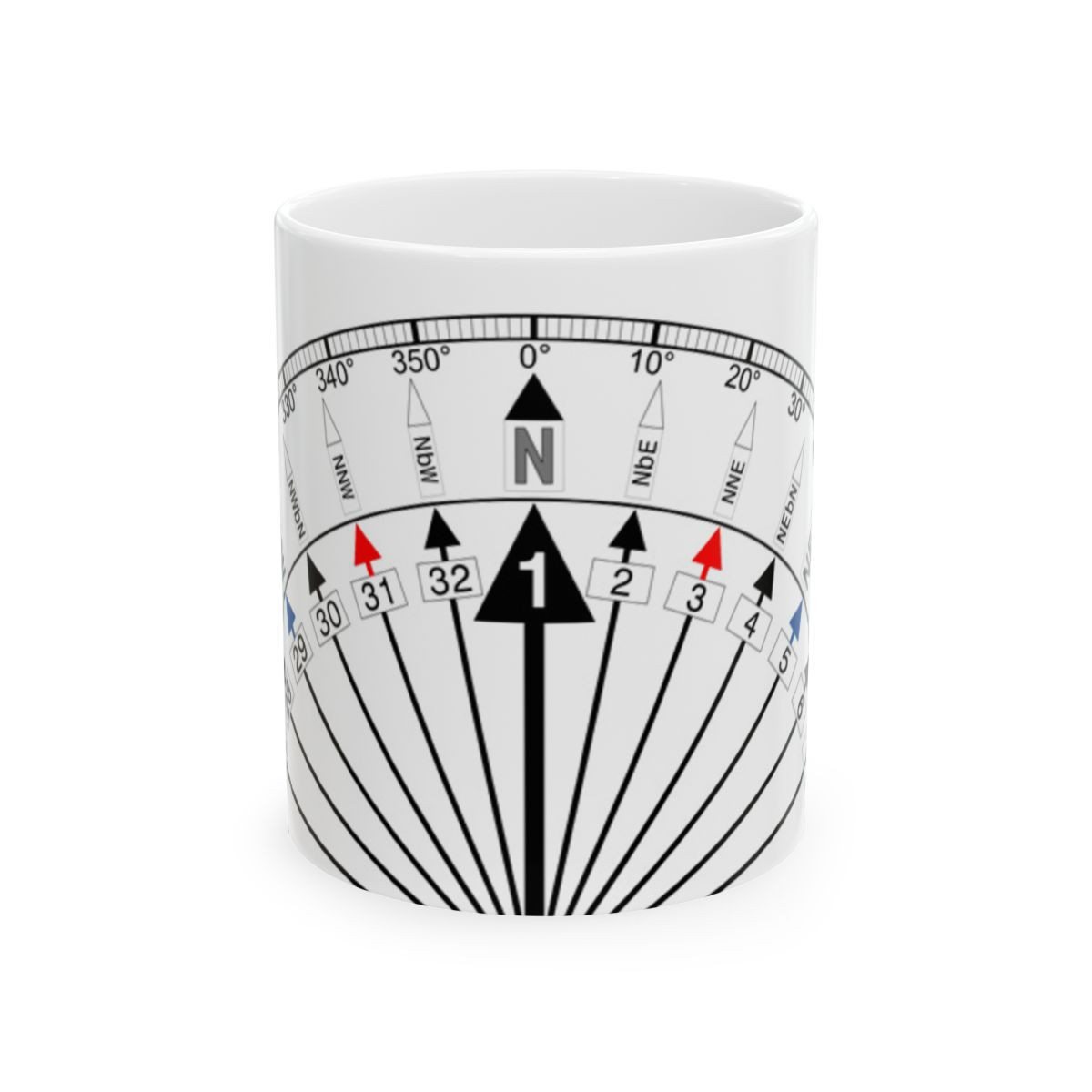 Compass-Themed Ceramic Mug | 11oz & 15oz | Adventure Awaits Coffee Cup
