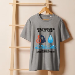 Gray T-shirt -The Power Is In The Drip -Blue Drop