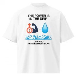 White T-shirt -The Power Is In The Drip - Blue Drop - Black Equal Sign