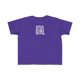 Actual Girl Signature Toddler Girls Tee w/ back design "Save Girls Sports"